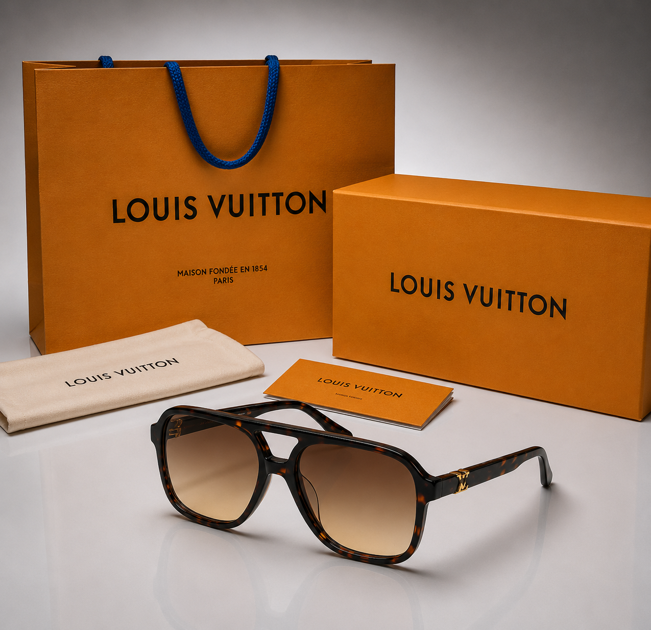 Louis Vuitton lunette de soleil - aviator S00 branche marron
