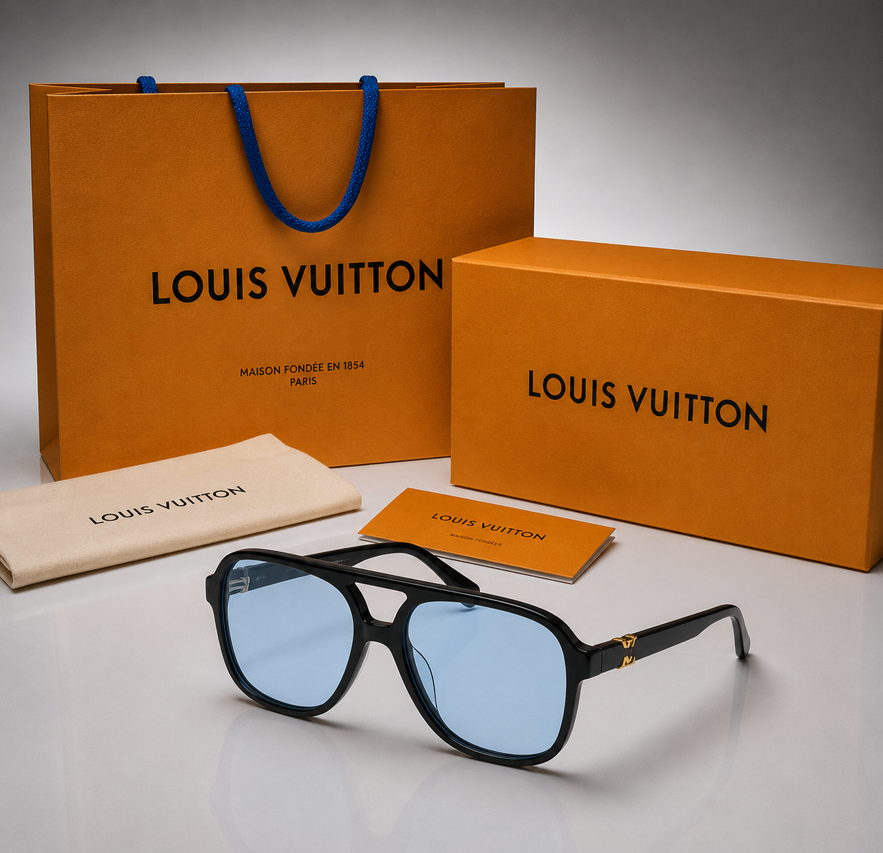 Louis Vuitton lunette de soleil - aviator hit S00 bleu claire