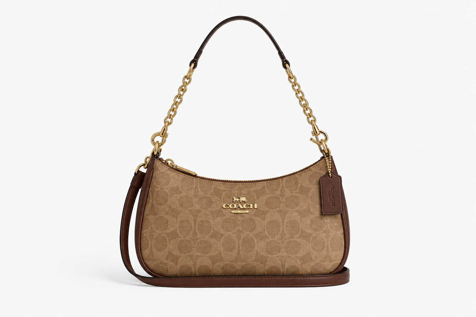 Coach sac d’épaule - teri en toile marron