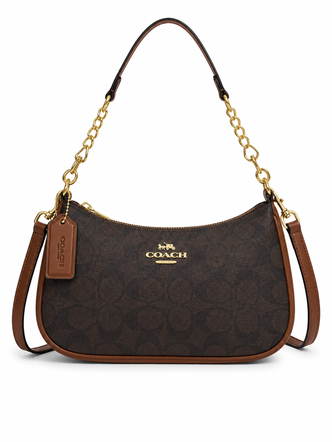 Coach sac d’épaule - teri en toile marron foncé
