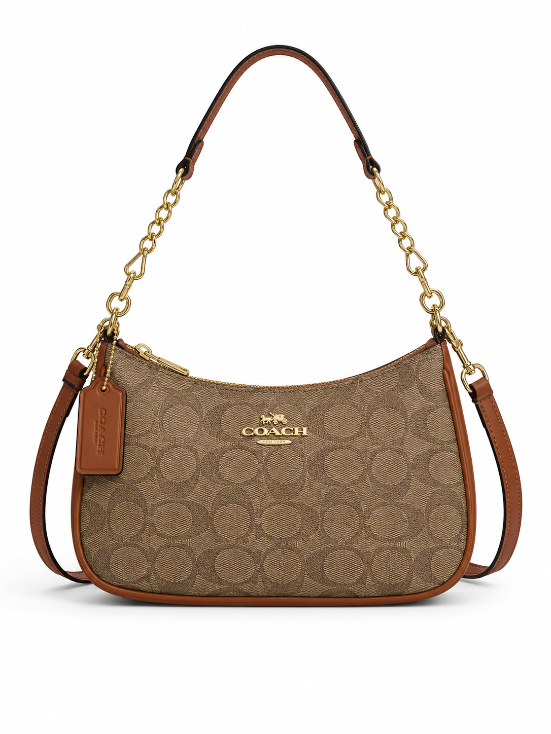 Coach sac d’épaule - teri en toile marron claire