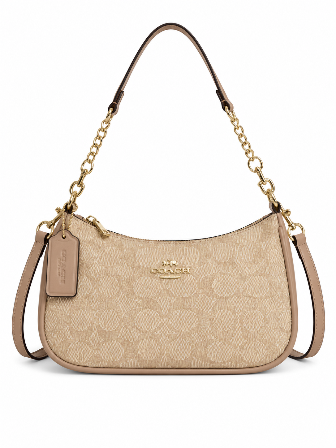 Coach sac d’épaule - teri en toile marron claire