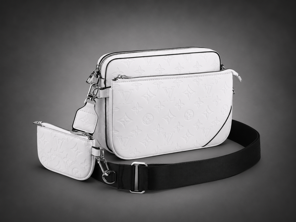 Sac à Bandoulière Louis Vuitton Trio Messager Blanc