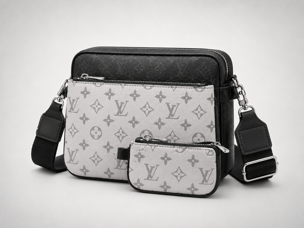 Sac à Bandoulière Louis Vuitton Trio Messager Blanc et Noir