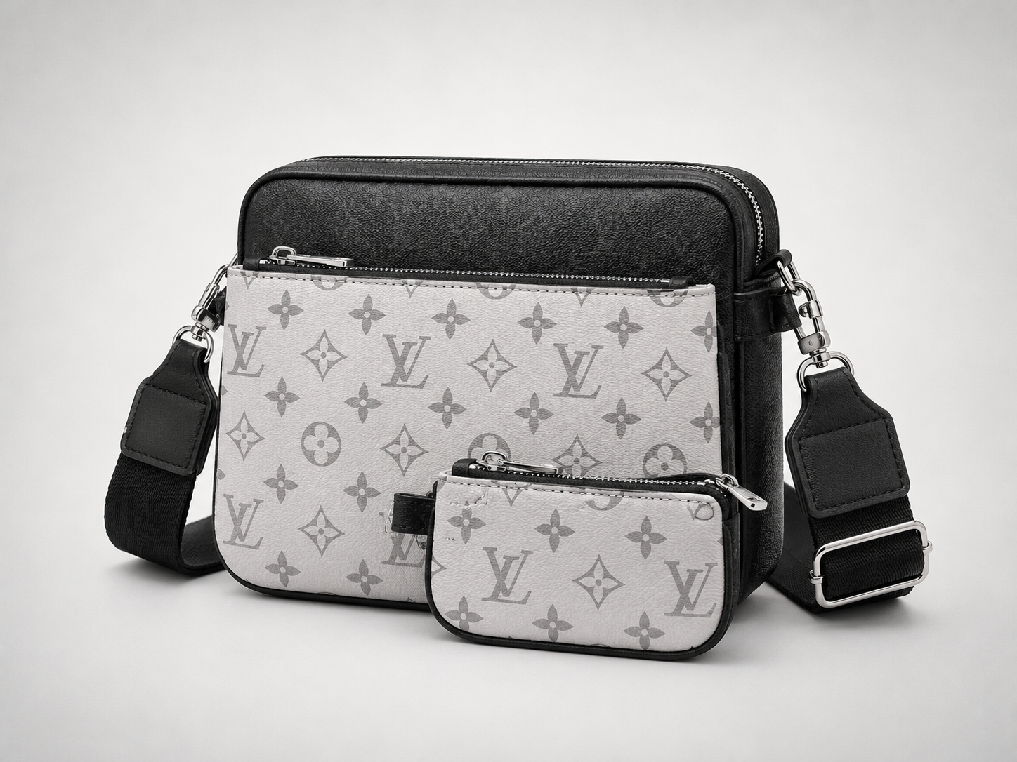 Louis Vuitton sac à bandoulière - trio messager blanc et noir