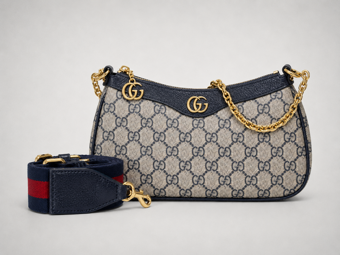 Gucci sac d’épaule - Ophidia mini bleu marine